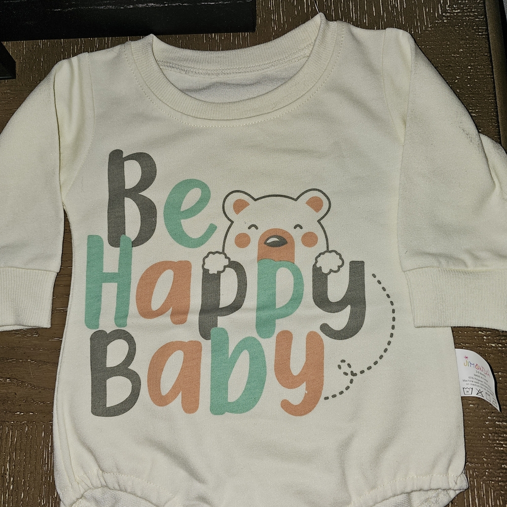 Be Happy Baby Cream Onesie